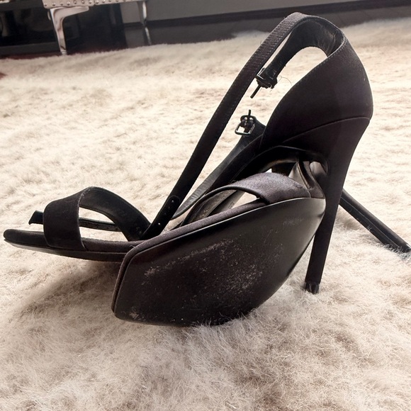 Saint Laurent Black Satin Strappy Heels - Picture 5 of 5